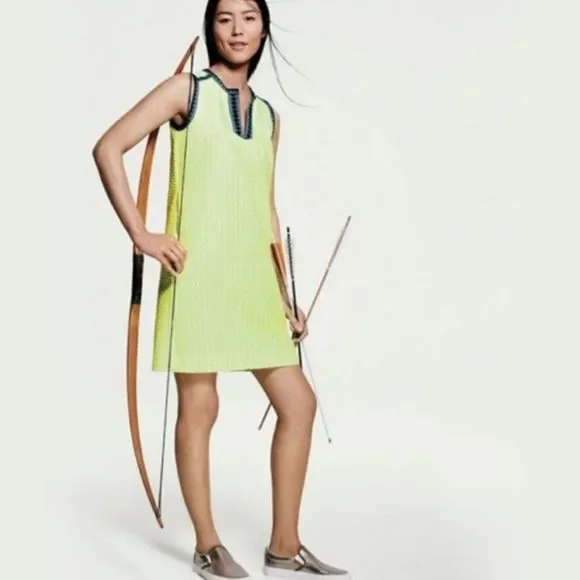 j crew neon yellow dress J Crew Dress Size 8 M Textured Cotton Bright Kiwi Neon Yellow Lime Dopamine  $98